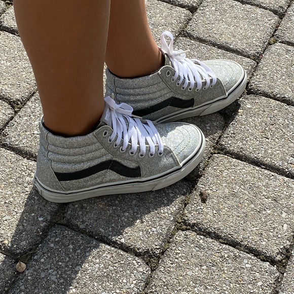 Vans Shoes - Vans sparkly silver beautiful hi top size 6.5
